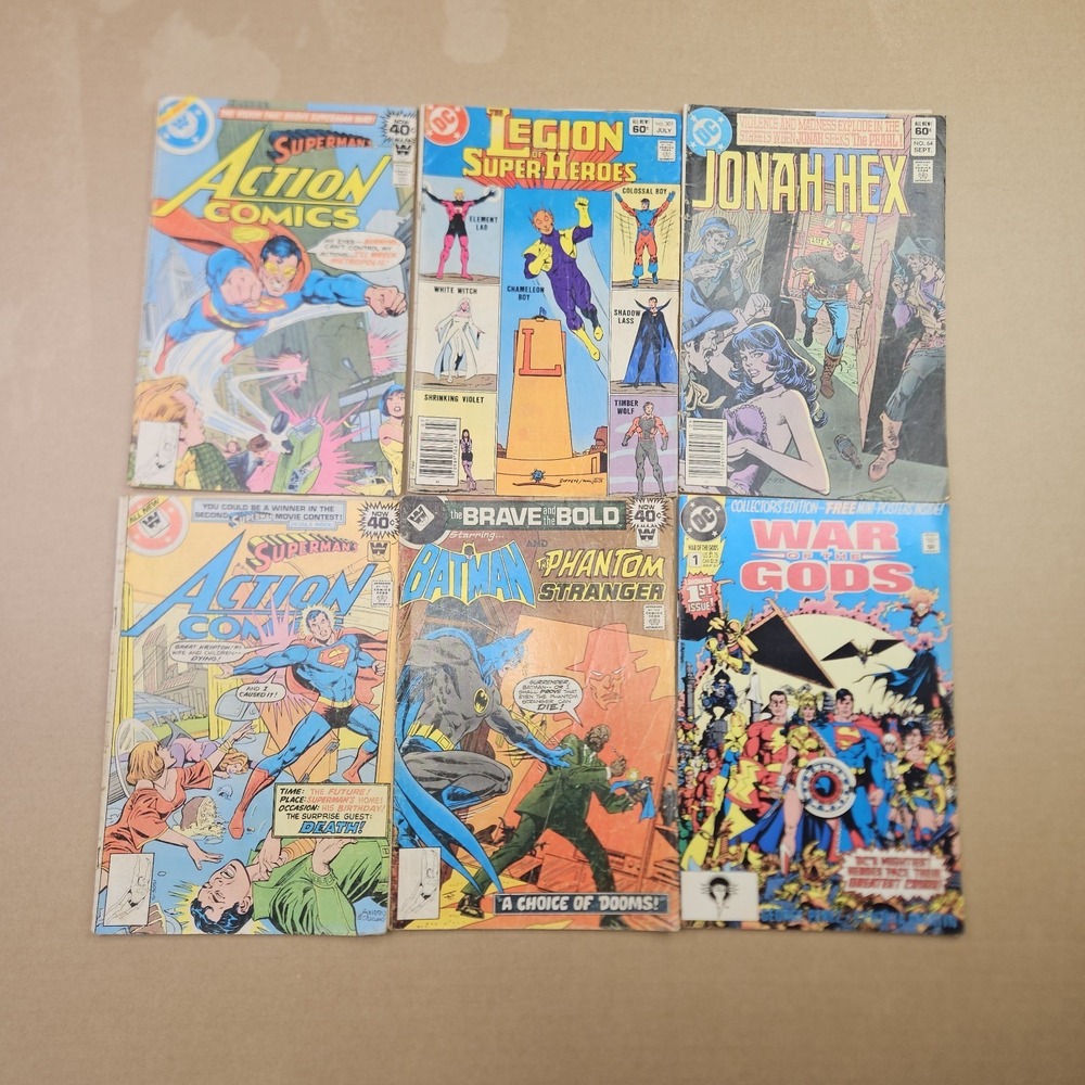 DC COMICS Vintage Lot of 6 - Superman Action Comics, Batman, Jonah Hex, Legion